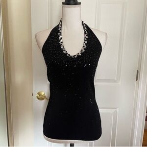 White House Black Market Knit Embellished Halter Top